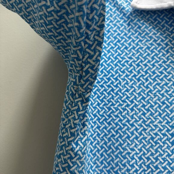 J.McLaughlin Callie Dress M Blue Geometric Shirt Preppy Coastal Resort Nautical - Picture 15 of 16